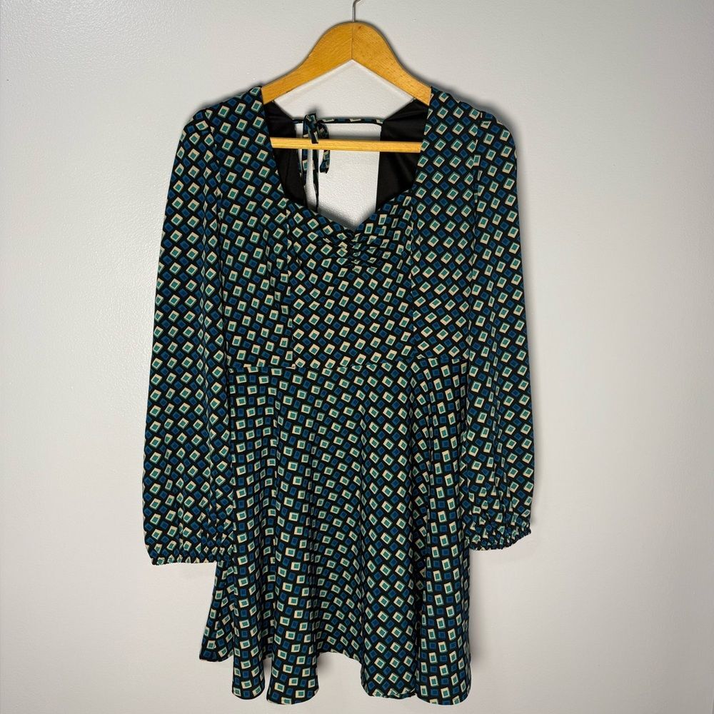 Band of the Free Genevieve Teal and Black Diamond Dress | S